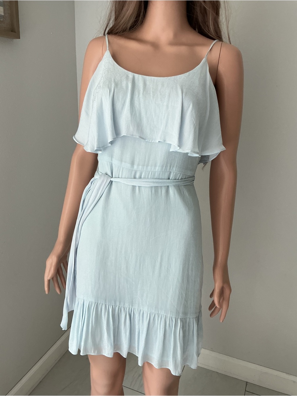 Guess Light Blue Ruffle Mini Dress - Picture 2 of 10